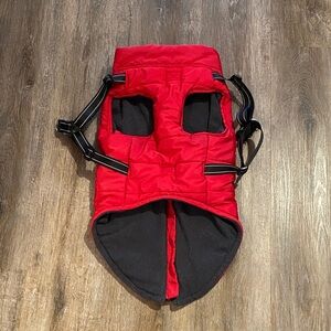 Nautica Red Quilted Dog Puffer with Black Trim